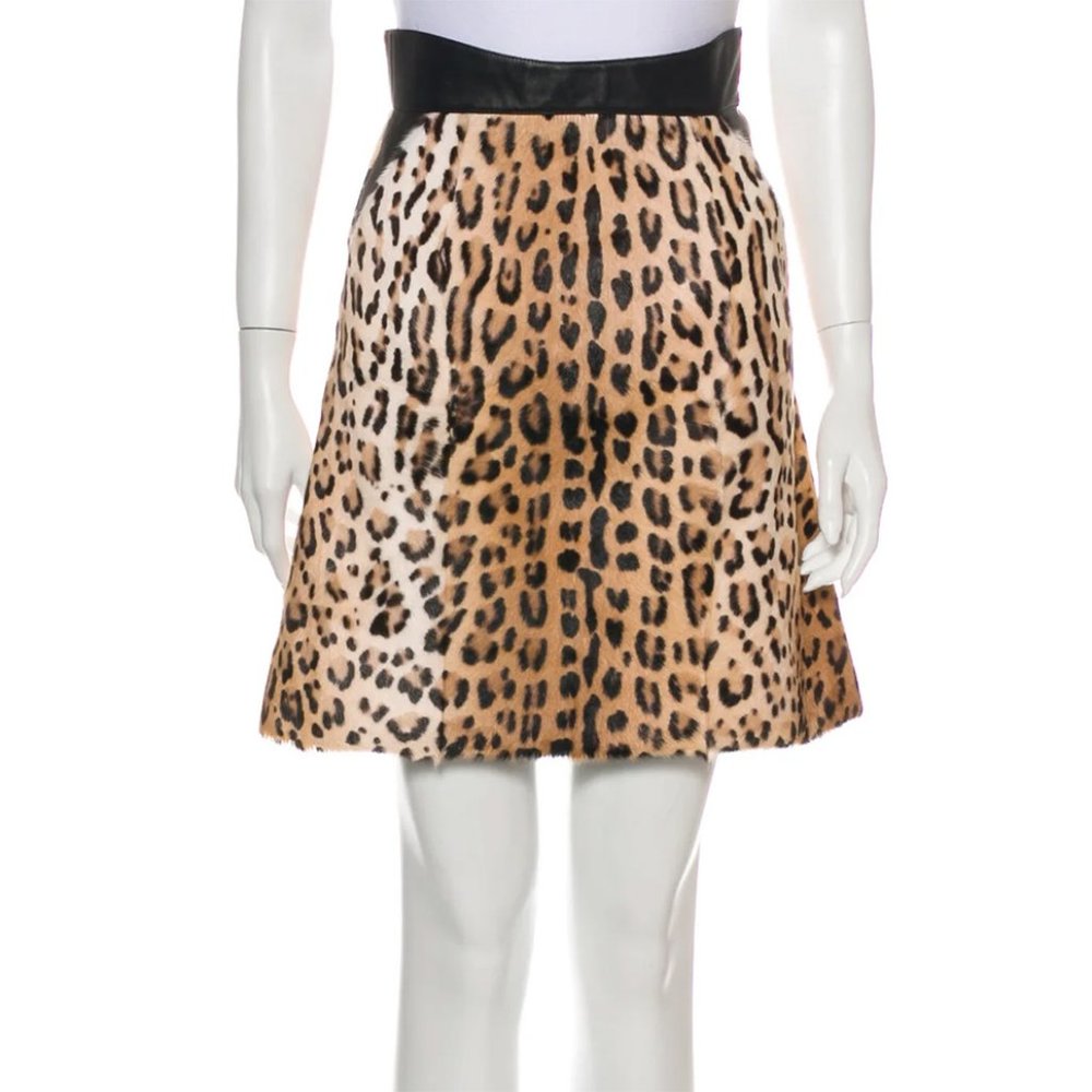 Jitrois Lambskin Leather and Printed Fur Skirt